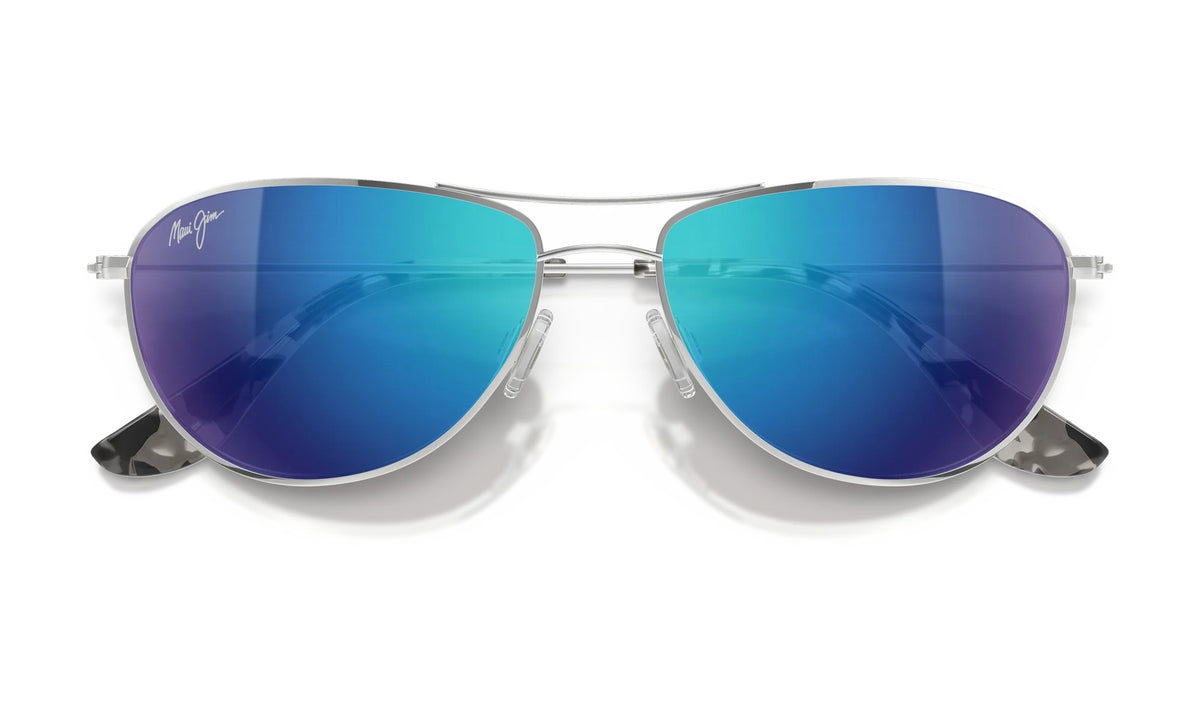 Maui Jim Baby Beach B245-17 Polarized Aviator Sunglasses, Silver with Blue Hawaii, view 4