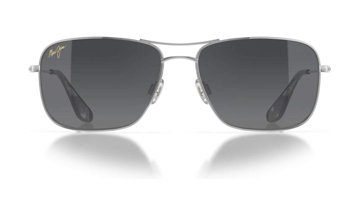 Maui Jim Wiki Wiki GS246-17 Polarized Aviator Sunglasses, Silver, Neutral Grey Gradient, view 1