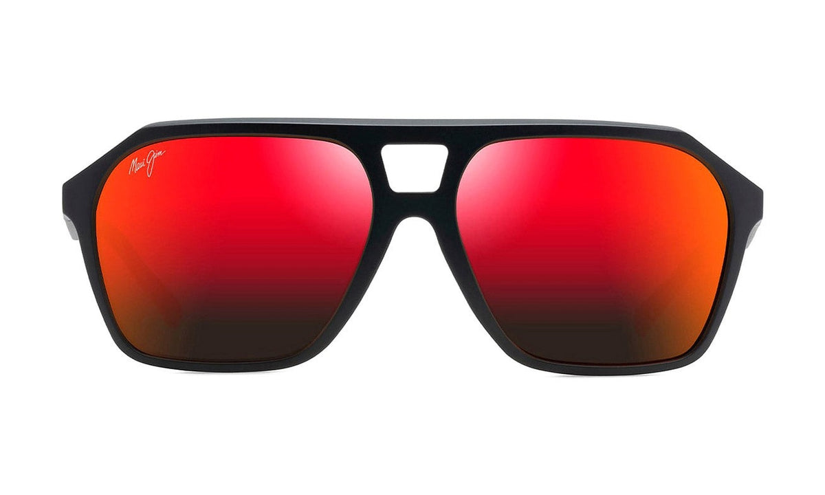 Maui Jim Wedges RM880-02A Polarized Sunglasses, Matte Black with Hawaii Lava, view 1