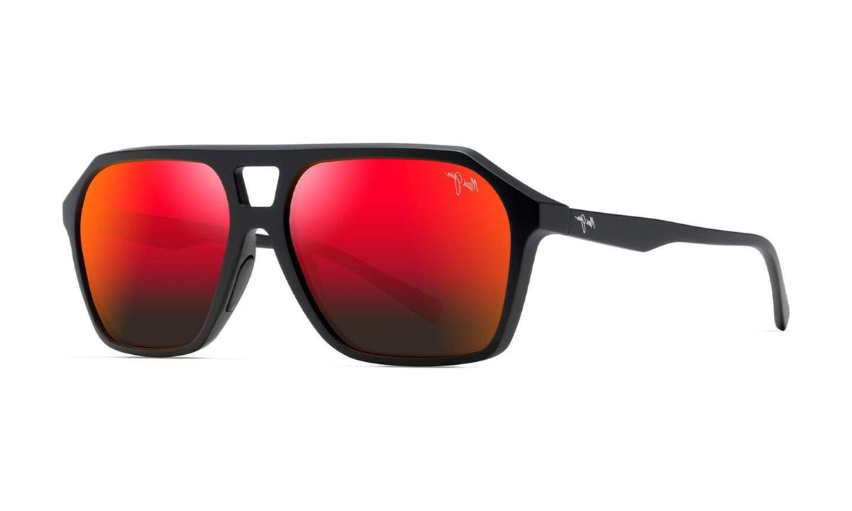 Maui Jim Wedges RM880-02A Polarized Sunglasses, Matte Black with Hawaii Lava, view 2