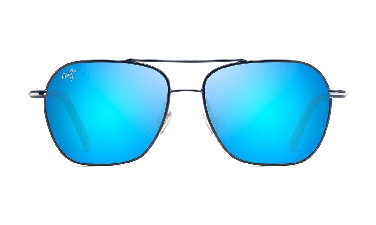 Maui Jim Mano B877-03 Polarized Aviator Sunglasses, Dark Navy with Blue Hawaii, view 1