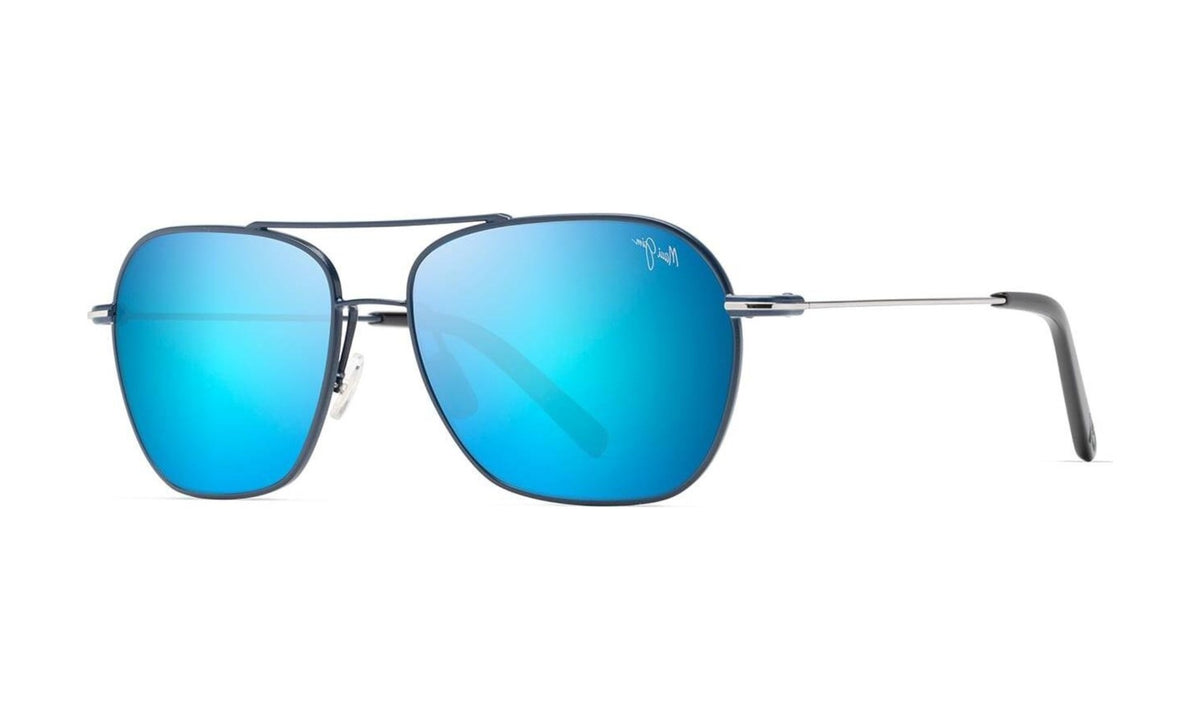 Maui Jim Mano B877-03 Polarized Aviator Sunglasses, Dark Navy with Blue Hawaii, view 2