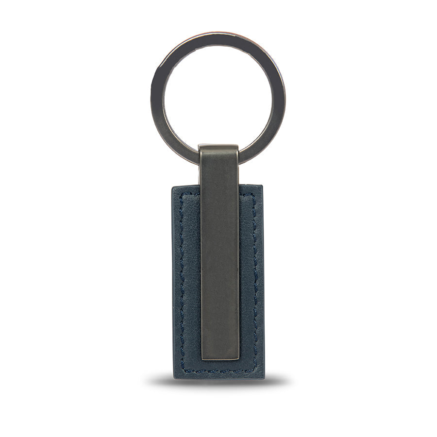 Porsche Design Metal Bar Leather Key Ring in Blue Matte, view 2