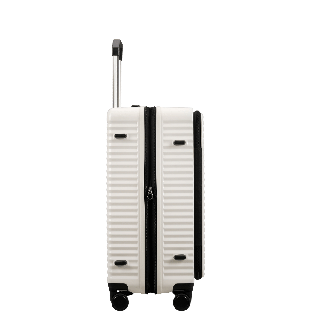 Panthera Uncia Hardside Spinner Suitcase with Front Pocket in White, view 5