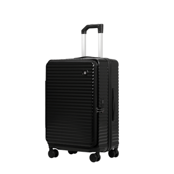 Panthera Uncia Hardside Spinner Suitcase with Front Pocket in Black, view 2