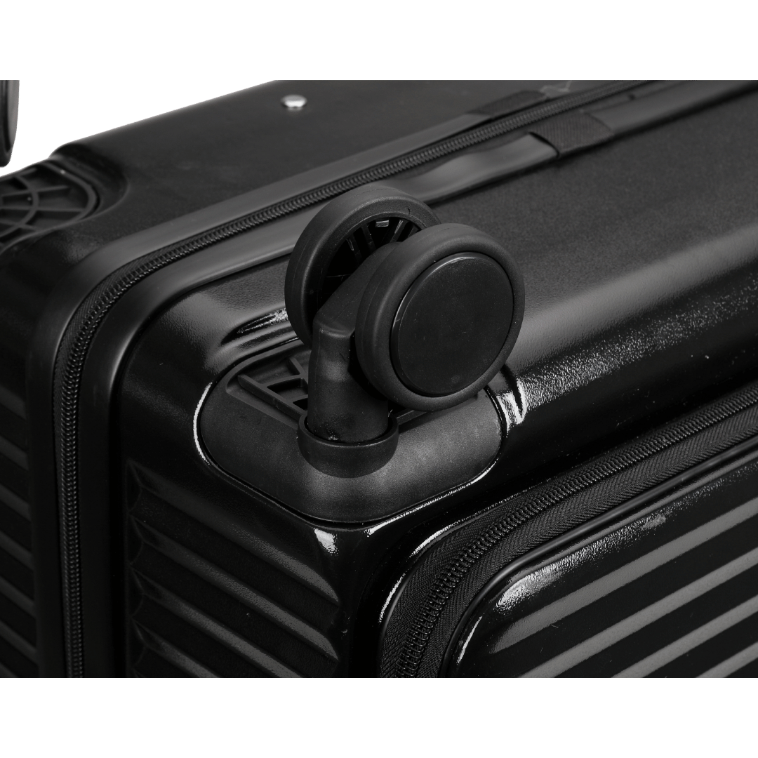 Panthera Uncia Hardside Spinner Suitcase with Front Pocket in Black, view 8