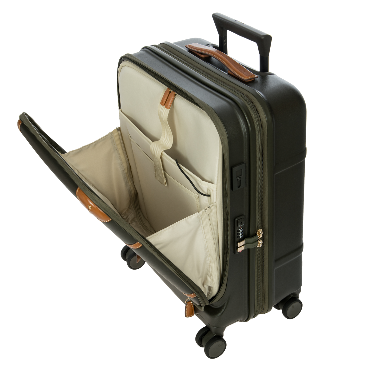 Bric's Bellagio Expandable Carry-On Spinner with Laptop Pocket in Olive, view 5